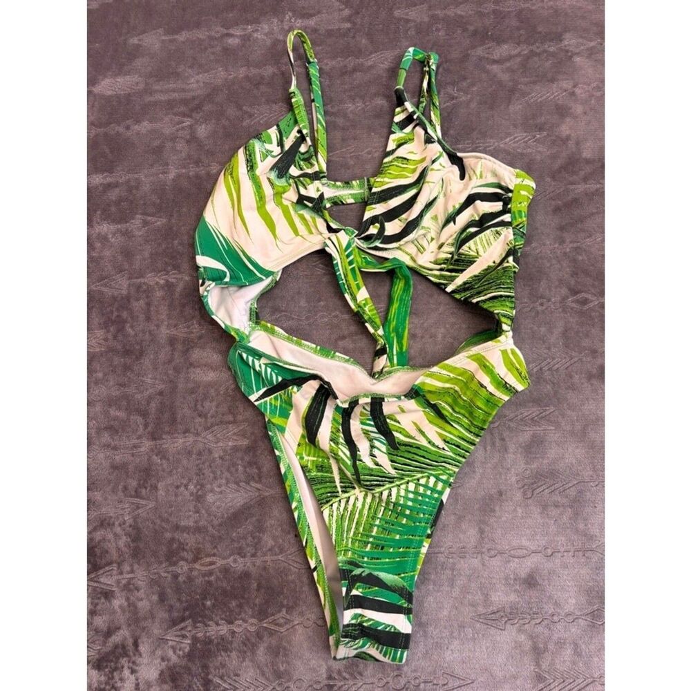 Hot Miami Styles One-Piece Swimsuit - Women's Green Tropical, Size M